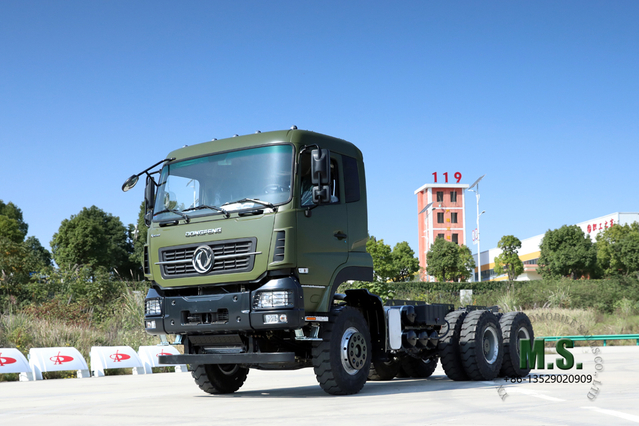 โครงรถบรรทุก 6×4_375 HP Heavy Duty One-and-a-hald Dump Vehicle Chassis_Dongfeng โครงดัดแปลงโครงรถแบบดัมพ์เพื่อการส่งออก