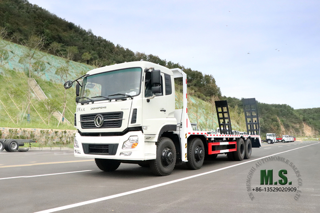 Dongfeng ยานพาหนะพื้นเรียบ 8X4_Dongfeng รถบรรทุกพื้นเรียบ 10 ม. _30T ผู้ผลิตดัดแปลงรถบรรทุกพิเศษส่งออก