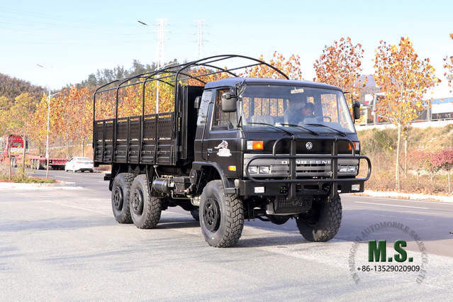 Six Drive Dongfeng รถบรรทุกออฟโรด_สีดำ 6*6 EQ2102 153 Flathead Row a Half Cab With Pole Diesel Vehicle_Transport Truck Export Special Purpose Vehicle