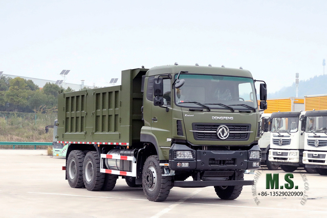  6×4 Dump Truck_375HP Flat Head Row and a Half Cab Heavy Duty Tipper Vehicle_Dongfeng ผู้ผลิตรถดัมพ์ส่งออก