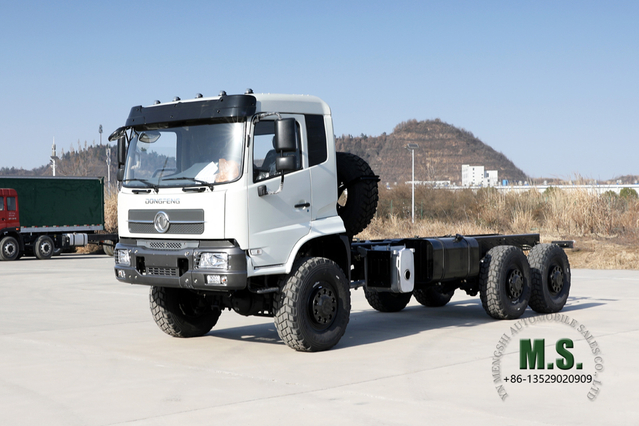 Dongfeng 6*6 แชสซีรถบรรทุก_Flathead 260HP Mountain Forest แชสซีรถบรรทุกออฟโรด_5.5 M Cargo Box ส่งออกแชสซีรถยนต์พิเศษ