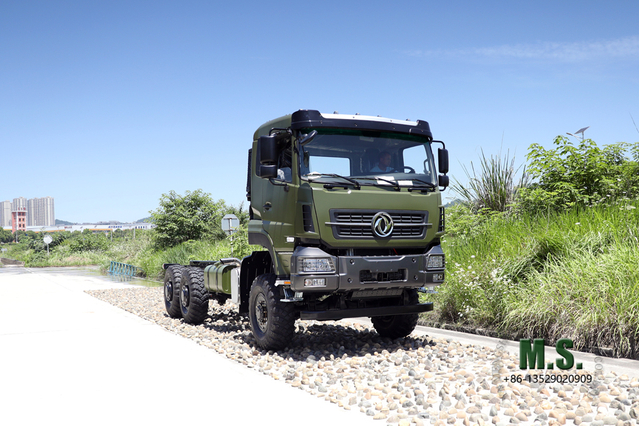 Dongfeng แชสซี 6x6_ ขับเคลื่อนหกล้อ 340HPCab ผู้ผลิตการแปลงแชสซีรถบรรทุกขนส่งสินค้าแบบออฟโรดสำหรับงานหนักส่งออกแชสซียานพาหนะวัตถุประสงค์พิเศษ