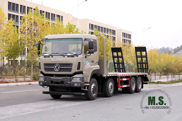 Dongfeng รถบรรทุกพื้นเรียบ 30T_Dongfeng ยานพาหนะขนส่งสินค้าแบบพื้นเรียบ 8X4_10m รถบรรทุก ยานพาหนะพิเศษเพื่อการส่งออก