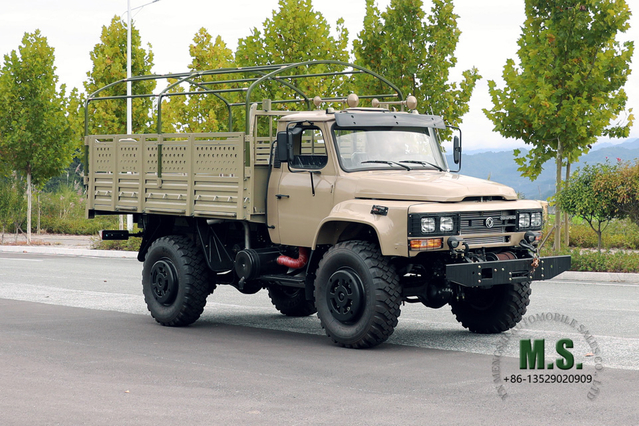 190hp EQ2070 Dongfeng รถบรรทุกออฟโรด 4*4_รถขับเคลื่อนสี่ล้อหัวท้ายรถบรรทุกสินค้าแถวเดียวพร้อมเสาผ้าใบกันน้ำ_ส่งออกยานพาหนะวัตถุประสงค์พิเศษ