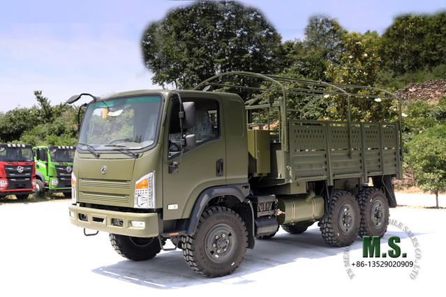 6*6 Dongfeng รถบรรทุกออฟโรดขับเคลื่อนสี่ล้อ_EQ2082 Bobcat Flathead Truck _6×6 รถขนส่งทางถนนสำหรับขาย