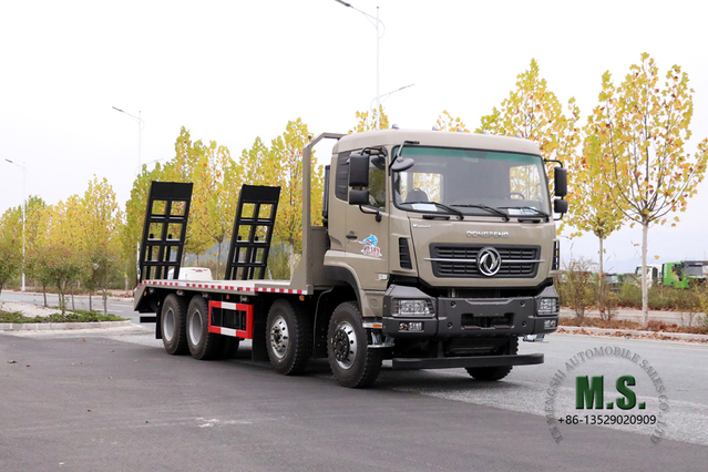 Dongfeng รถบรรทุกพื้นเรียบ 30T_Dongfeng ยานพาหนะขนส่งสินค้าแบบพื้นเรียบ 8X4_10m รถบรรทุก ยานพาหนะพิเศษเพื่อการส่งออก