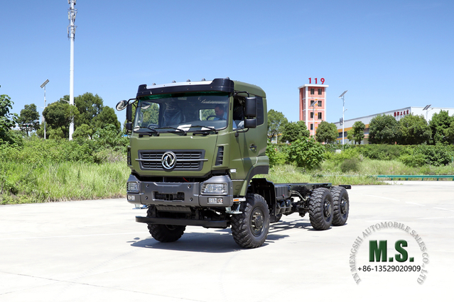 Dongfeng แชสซีสำหรับงานหนักออฟโรด 6x6 _ 340HP แชสซีรถบรรทุกขนส่งสินค้าทางไกลแบบขับเคลื่อนหกล้อผู้ผลิตการแปลงแชสซีส่งออกวัตถุประสงค์พิเศษ