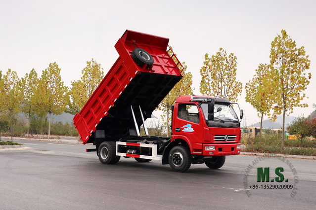 สีแดง Dongfeng 4×2 รถดั๊มพ์_รถดัมพ์แถวเดียวแบบเบา _รถบรรทุกขนย้ายเหมืองแร่_ ผู้ผลิตรถยนต์ส่งออกพิเศษ