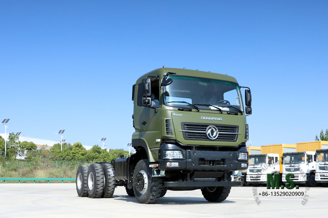 โครงรถบรรทุก 6×4_375 HP Heavy Duty One-and-a-hald Dump Vehicle Chassis_Dongfeng โครงดัดแปลงโครงรถแบบดัมพ์เพื่อการส่งออก