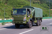 Dongfeng EQ2082 Flathead Army Green พร้อมผ้าใบกันน้ำ_Dongfeng 6*6 รถบรรทุกขนส่งนอกถนนส่งออก