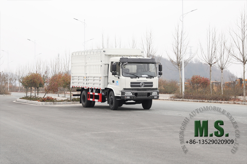Dongfeng Medium Duty 4x2 การขนส่งถนนกลวงรถไฟ Slatted Cargo Rail Cargobox
