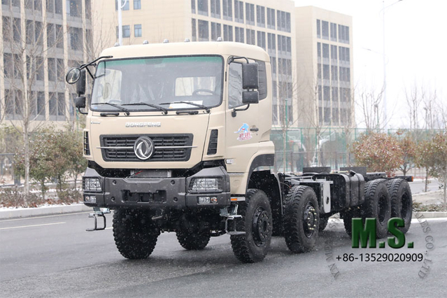 450Hp 26Tons GVW Dongfeng 8x8 รถบรรทุกออฟโรด แชสซี_4 เพลา 8WD เครื่องยนต์คัมมินส์ รถบรรทุกสำหรับงานหนัก เกรดทหาร_ผู้ผลิตโดยตรง ราคาโรงงาน